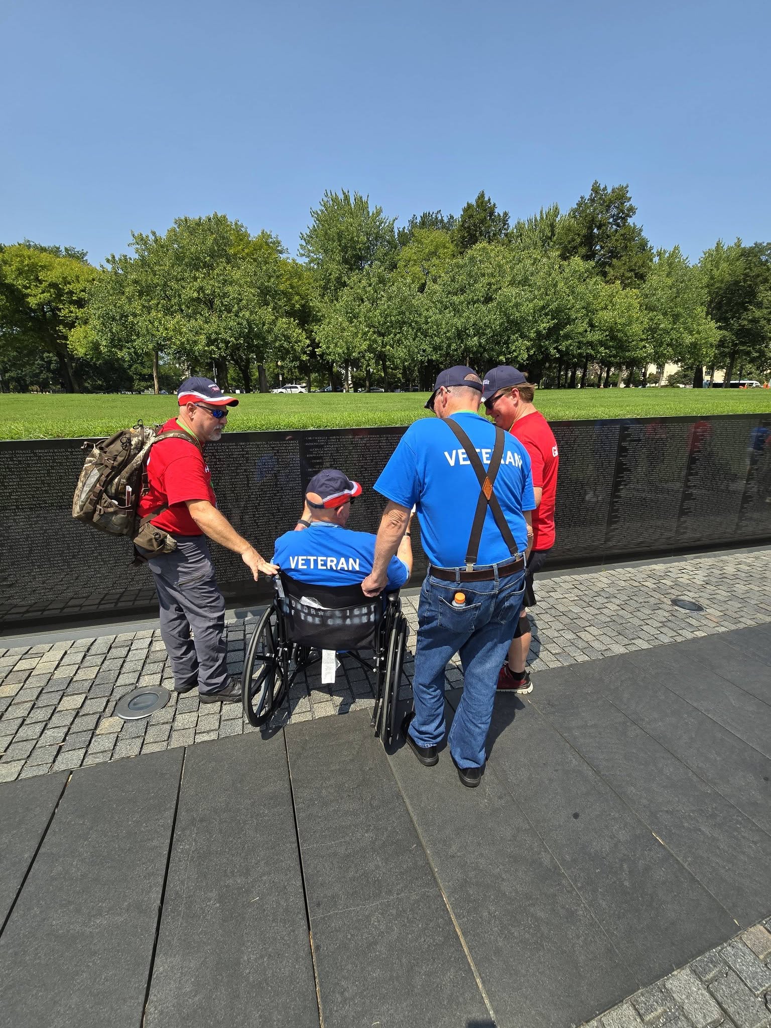 Honor Flight veterans at memorial